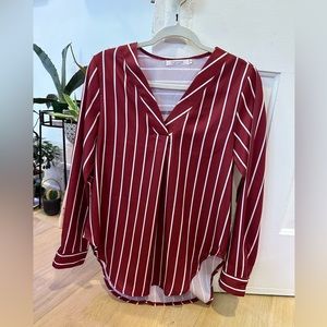 Burgundy Pinstripe Dress Shirt